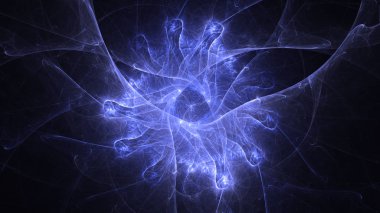 Soyut mavi fraktal ışık arkaplanı 3 boyutlu oluşturuluyor