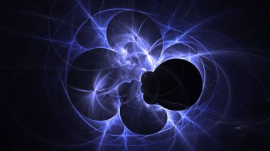 Soyut mavi fraktal ışık arkaplanı 3 boyutlu oluşturuluyor