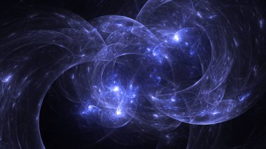 Soyut mavi fraktal ışık arkaplanı 3 boyutlu oluşturuluyor