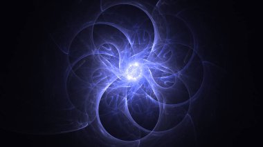 Soyut mavi fraktal ışık arkaplanı 3 boyutlu oluşturuluyor