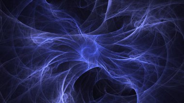 Soyut mavi fraktal ışık arkaplanı 3 boyutlu oluşturuluyor