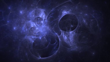 Soyut mavi fraktal ışık arkaplanı 3 boyutlu oluşturuluyor