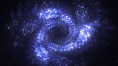 Soyut mavi fraktal ışık arkaplanı 3 boyutlu oluşturuluyor