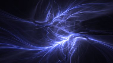 Soyut mavi fraktal ışık arkaplanı 3 boyutlu oluşturuluyor