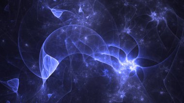 Soyut mavi fraktal ışık arkaplanı 3 boyutlu oluşturuluyor