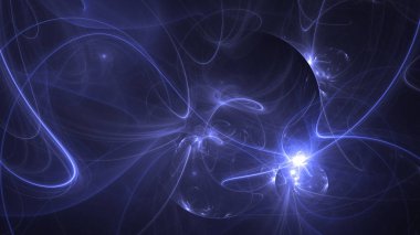 Soyut mavi fraktal ışık arkaplanı 3 boyutlu oluşturuluyor