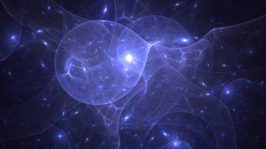 Soyut mavi fraktal ışık arkaplanı 3 boyutlu oluşturuluyor