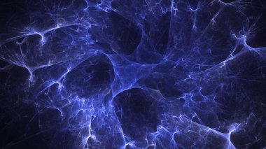 Soyut mavi fraktal ışık arkaplanı 3 boyutlu oluşturuluyor