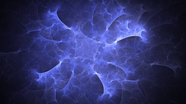 Soyut mavi fraktal ışık arkaplanı 3 boyutlu oluşturuluyor