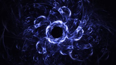 Soyut mavi fraktal ışık arkaplanı 3 boyutlu oluşturuluyor