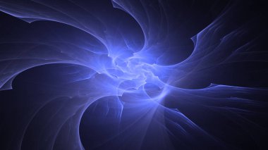 Soyut mavi fraktal ışık arkaplanı 3 boyutlu oluşturuluyor