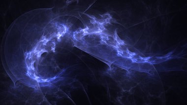 Soyut mavi fraktal ışık arkaplanı 3 boyutlu oluşturuluyor