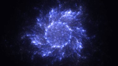 Soyut mavi fraktal ışık arkaplanı 3 boyutlu oluşturuluyor