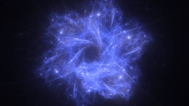 Soyut mavi fraktal ışık arkaplanı 3 boyutlu oluşturuluyor