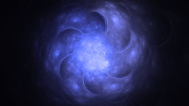 Soyut mavi fraktal ışık arkaplanı 3 boyutlu oluşturuluyor