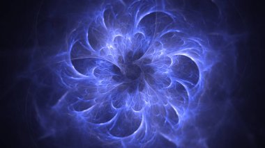 Soyut mavi fraktal ışık arkaplanı 3 boyutlu oluşturuluyor