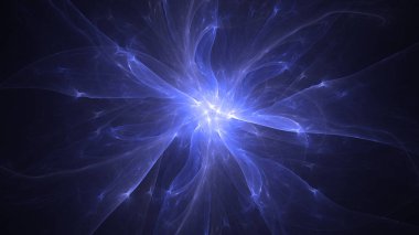 Soyut mavi fraktal ışık arkaplanı 3 boyutlu oluşturuluyor