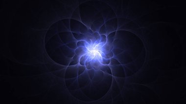 Soyut mavi fraktal ışık arkaplanı 3 boyutlu oluşturuluyor
