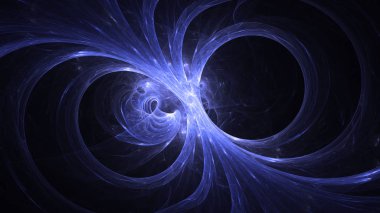 Soyut mavi fraktal ışık arkaplanı 3 boyutlu oluşturuluyor