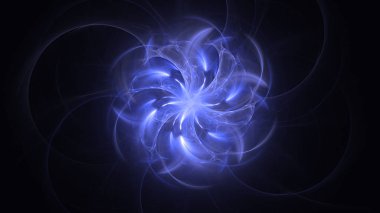 Soyut mavi fraktal ışık arkaplanı 3 boyutlu oluşturuluyor