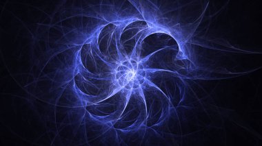 Soyut mavi fraktal ışık arkaplanı 3 boyutlu oluşturuluyor