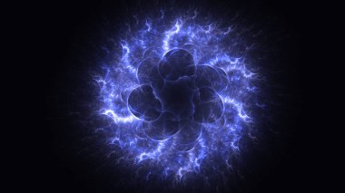 Soyut mavi fraktal ışık arkaplanı 3 boyutlu oluşturuluyor
