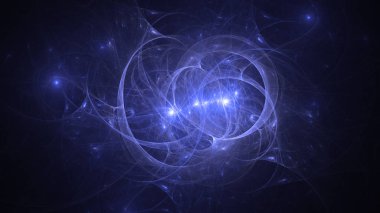 Soyut mavi fraktal ışık arkaplanı 3 boyutlu oluşturuluyor