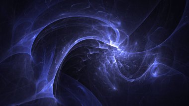 Soyut mavi fraktal ışık arkaplanı 3 boyutlu oluşturuluyor