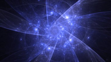 Soyut mavi fraktal ışık arkaplanı 3 boyutlu oluşturuluyor