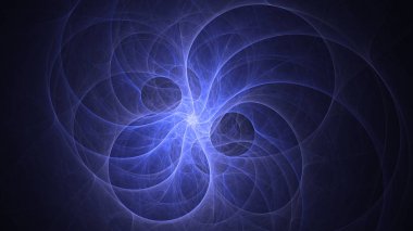 Soyut mavi fraktal ışık arkaplanı 3 boyutlu oluşturuluyor