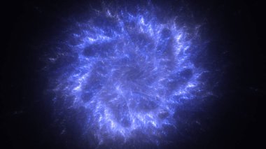 Soyut mavi fraktal ışık arkaplanı 3 boyutlu oluşturuluyor