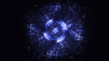 Soyut mavi fraktal ışık arkaplanı 3 boyutlu oluşturuluyor