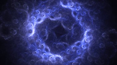 Soyut mavi fraktal ışık arkaplanı 3 boyutlu oluşturuluyor