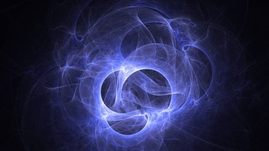 Soyut mavi fraktal ışık arkaplanı 3 boyutlu oluşturuluyor