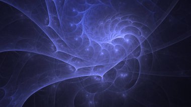 Soyut mavi fraktal ışık arkaplanı 3 boyutlu oluşturuluyor