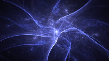 Soyut mavi fraktal ışık arkaplanı 3 boyutlu oluşturuluyor