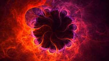 Soyut kırmızı fraktal ışık arkaplanı 3 boyutlu oluşturuluyor