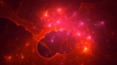 Soyut kırmızı fraktal ışık arkaplanı 3 boyutlu oluşturuluyor