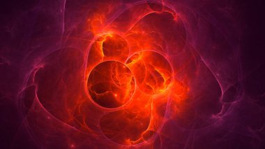 Soyut kırmızı fraktal ışık arkaplanı 3 boyutlu oluşturuluyor