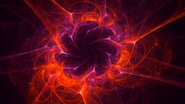 Soyut kırmızı fraktal ışık arkaplanı 3 boyutlu oluşturuluyor