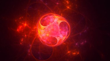 Soyut kırmızı fraktal ışık arkaplanı 3 boyutlu oluşturuluyor