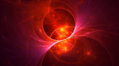 Soyut kırmızı fraktal ışık arkaplanı 3 boyutlu oluşturuluyor