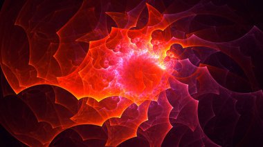 Soyut kırmızı fraktal ışık arkaplanı 3 boyutlu oluşturuluyor