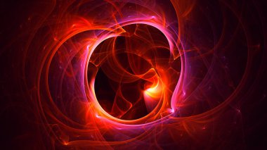 Soyut kırmızı fraktal ışık arkaplanı 3 boyutlu oluşturuluyor