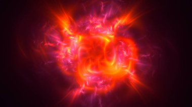 Soyut kırmızı fraktal ışık arkaplanı 3 boyutlu oluşturuluyor