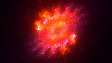 Soyut kırmızı fraktal ışık arkaplanı 3 boyutlu oluşturuluyor