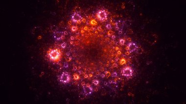 Soyut kırmızı fraktal ışık arkaplanı 3 boyutlu oluşturuluyor