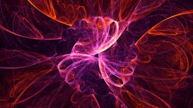 Soyut kırmızı fraktal ışık arkaplanı 3 boyutlu oluşturuluyor