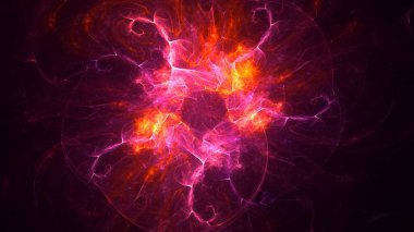 Soyut kırmızı fraktal ışık arkaplanı 3 boyutlu oluşturuluyor