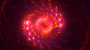 Soyut kırmızı fraktal ışık arkaplanı 3 boyutlu oluşturuluyor